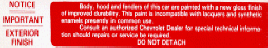 Notice Important - Exterior Finish