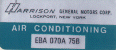 Heat Exchanger Sticker On Firewall