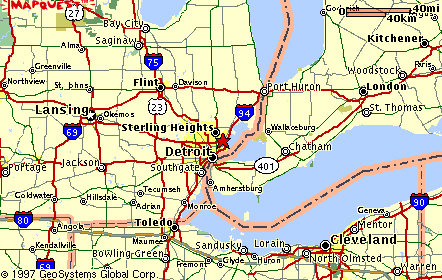Michigan, Ohio, Canada Map
