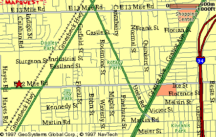 12 Mile, Groesbeck, Gratiot, I-94 Map