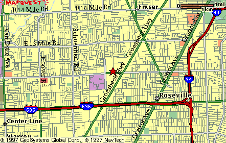 Roseville Area Map
